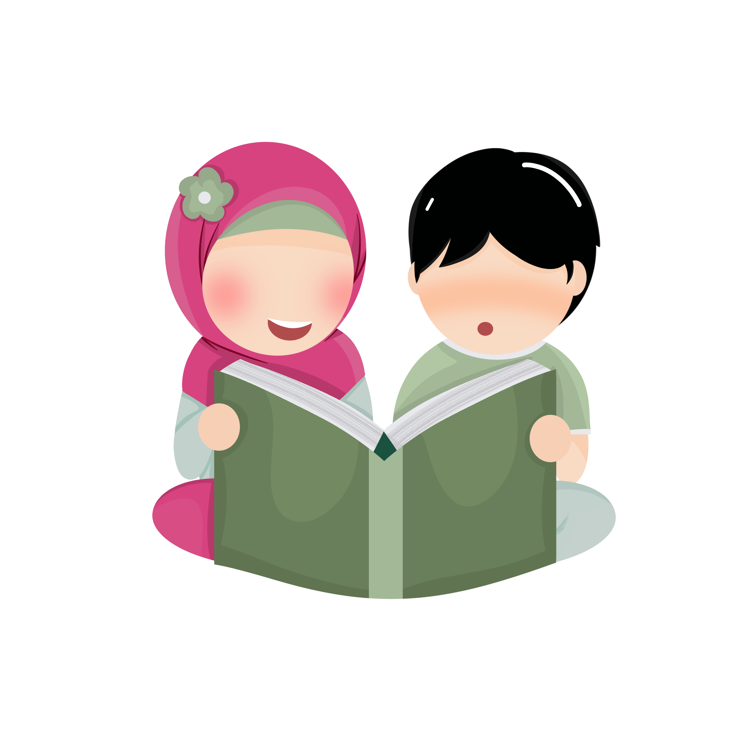 —Pngtree—muslim kids reading books